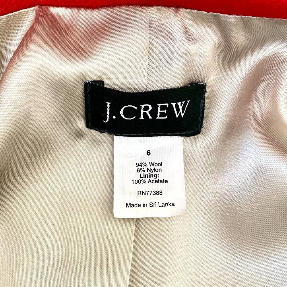 🍁 J.Crew Red Wool Sybil Coat Size 6 - Picture 9 of 13